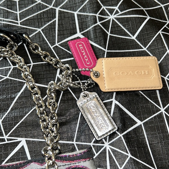 Coach 21161 Poppy Metallic Signature Slim Tote Moonlight/PK Scarlett - Picture 2 of 6